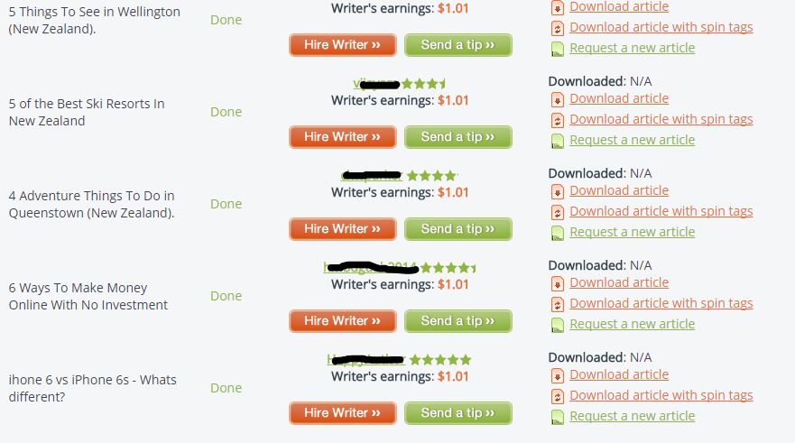 iwriter articles completed